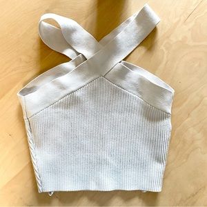 Aritzia Babaton Ribbed Sculpt Knit Criss Cross Cropped Tank